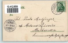 68800 Thann Tann , Thann 1902 Lithographie / Prägedruck Passepartout Eichenblatt