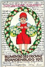 Für unsere Jugend Provinz Brandenburg AK Blumentag 1911 Gebrauchsspuren