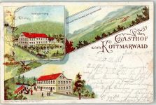 02739 O8719 Walddorf , OL 1900 Lithographie Gashaus Zum Kottmarwald Kottmarberg Ort lt. Stempel