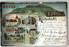 02894 O8907 Reichenbach , OL 1903 Gebrauchsspuren Kgl. Seminar Elektr. Werk Schloß Mengelsdorf Litho