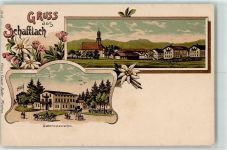 83666 W8176 Schaftlach Gebrauchsspuren Gasthaus Bahnrestaurant Lithographie