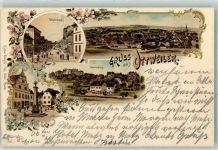 66564 W6682 Ottweiler 1897 Lithographie Wilhelmstraße Schlossbrunnen Seminarstraße