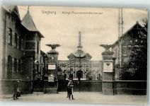 53721 W5200 Siegburg 1910 Foto AK Kgl. Feuerwerkslaboratorium Eingang Adler