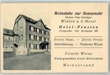 54470 W5553 Wehlen, Mosel Foto AK Gasthaus Weinstube zur Sonnenuhr