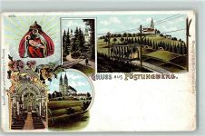 4040 Pöstlingberg 1907 Lithographie Eisenbahn Gnadenbild Wallfahrtskirche