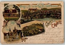 04680 O7241 Colditz 1905 Lithographie Luisa-Heim Marktplatz Schloback's Berg