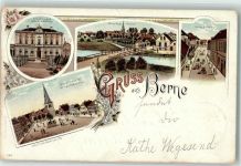 27804 W2876 Berne , Kr Wesermarsch 1897 Lithographie Kückene-Stifung Krankenhaus Marktplatz Kriegerdenkmal Lange Straße Bahnpoststempel