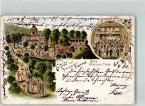 99869 O5801 Seebergen b Gotha, Thür 1899 Lithographie Gasthaus Süppel Gartenanlage Ballsaal Bahnpost Leipzig-Eisenach