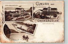 23714 W2423 Bad Malente-Gremsmühlen Gebrauchsspuren Vorläufer Hotel Gremsmühlen Dicksee Hotel Brahmberg Lithographie