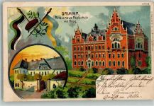 04668 O7240 Grimma 1899 Lithographie Alte und neue Realschule mit Prog.