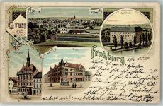 04654 O7233 Frohburg 1899 Lithographie Schloss Rathaus Post