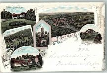 07356 O6850 Lobenstein , Thür Lithographie Schloßbergturm Kurhaus Almhütte Kurpark