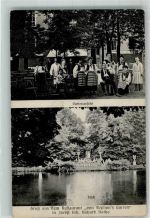 39261 O3400 Zerbst 1908 Foto AK Gasthaus "Von Neptun's Garten" Garten See