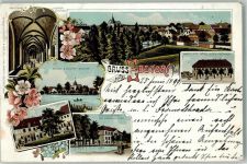 29574 W3112 Ebstorf 1899 Lithographie Kloster Erbstorf Kreuzgang Marktplatz Hotel Altes Posthaus Klosterhof