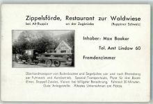 16816 O1952 Zippelsförde Foto AK Gasthaus zur Waldwiese Transporter mit Segelboot-Hänger
