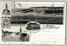 78549 W7208 Spaichingen 1900 Gebrauchsspuren Lithographie Kath. Pfarrkirche Schulhaus