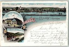 65343 W6228 Erbach , Rheingau 1900 Lithographie Schloß Reinhartshausen Gasthaus zum Engel Macrobrunnen