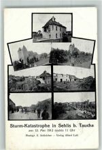 04425 O7101 Sehlis 1912 Foto AK Sturm-Katastrophe in Sehlis 12. Mai 1912 Zerstörte Gebäude