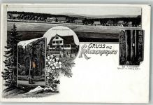 72285 W7293 Kälberbronn Gebrauchsspuren Lithographie Gasthaus zum Schwanen Die grosse Tanne Die 4 Holländer