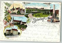 03253 O7981 Doberlug-Kirchhain 1899 Lithographie Schloss Schule Kriegerdenkmal