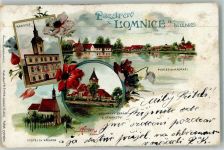 Lomnice nad Luznici Lomnitz a d Lainsitz Lithographie Rathaus Kirche