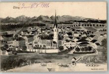 83119 W8201 Obing 1911 Gebrauchsspuren Kirche St. Laurentius signiert Künstlerkarte Einriß