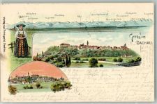 85221 W8060 Dachau 1900 Lithographie Dachauer Volkstracht Alpenkette