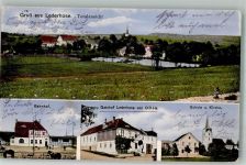 07589 O6501 Lederhose 1917 - Bahnhof Gasthaus Lederhose Schule Kirche Dorfteich