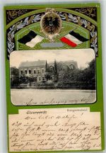 04910 O7904 Elsterwerda 1903 Prägedruck Kriegerdenkmal Reichadler-Wappen Fahnen