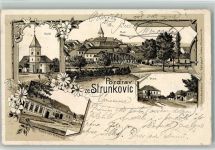 Strunkovice Blanic Strunkowitz Flanitz 1903 BOAKC Kirche Schule Lithographie