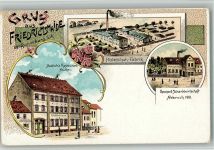 07580 O6516 Ronneburg , Thür BOAKC Lithographie Friedrichshaide Holzschuh-Fabrik Gasthaus Hedrich