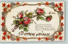 neujahr-AK von 1906 Blume AK mit Glitzer