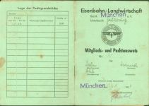 W8000 München Eisenbahn-Landwirtschaft Mitglieds- und Pachtausweis 16 Seiten Ausweis KEINE AK