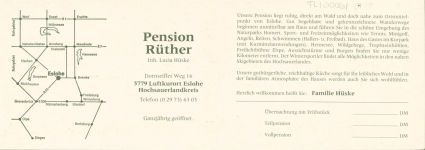 59889 W5779 Eslohe Sauerland KEINE AK Pension Rüther Innen-und Aussenansicht Klappkarte