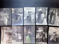 Lot mit 21 AK Fotokarten Portraits Poesie Posten 21 bis 100 AK