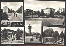 03149 O7570 Forst (Lausitz) 1969 Überformat Berliner Str. Konsum Warenhaus HOG Wehrinsel Wasserturm, KEINE AK, ca. 21x14,5 cm; Eckknick