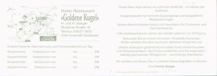 29345 W3104 Unterlüß KEINE AK Hotel Goldene Kugel Kegelbahn Aussen-und Innenansicht Klappkarte