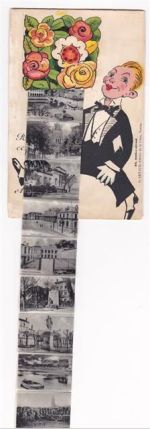 17100 Saintes AK mit Leporello ausziehbarer Papierstreifen Frack Blumenstrauss