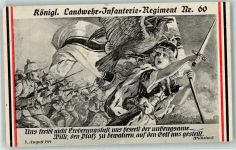 Königl. Landwehr Infanterie Regiment Nr. 60 Patriotik WK I, Deutschland 1916 Künstlerkarte