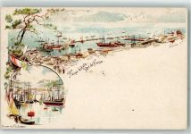 Rijeka Fiume 1907 Gebrauchsspuren Hafen Segelschiff sign.