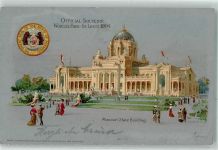 St. Louis 1904 Künstlerkarte Missouri State Building World`s Fair sign. H. Wunderlich
