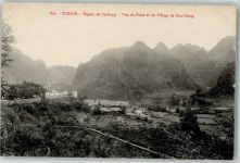 Tonkin Tongking - Region Cao Bang Blick auf die Post und das Dorf Sioc Giang