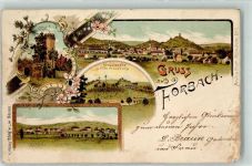 57600 Forbach Gebrauchsspuren Schlossturm Kreuzkapelle und Villa Kaserne Lithographie