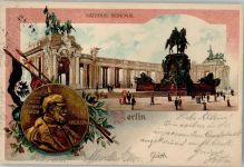 W1000 Berlin Mitte National Denkmal Gruss aus Adel Kaiser Wilhelm I 1901 Lithographie / Künstlerkarte