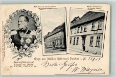 19370 O2850 Parchim 1903 - Bahnpost Parchim Ludwigsburg Zug 170 28.8.03 General Feldmarschall Helmuth v. Moltke Geburtshaus