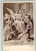 Mignon Engel mit Laute Ackermann's Kunstverlag Goethe-Galerie Serie 100 No. 1187 Kaulbach, H. von Künstlerkarte