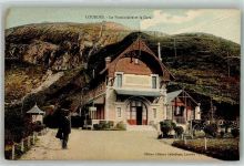 65100 Lourdes Foto AK Bahnhof Bergbahn Cafe
