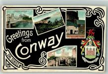 Conwy Conway 1906 Foto AK Burg Schmales Haus Wppen