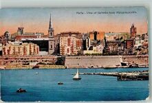 Valletta 1931 Foto AK Hafen Blick auf Valletta