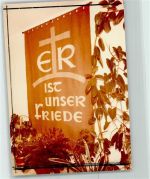 57299 W5909 Holzhausen , Siegerl FOTO KEINE AK Fahne mit Aufschrift Kreuz Gott Friede